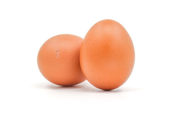 Eggs on a white background are a good source of protein. which helps build and repair worn out...