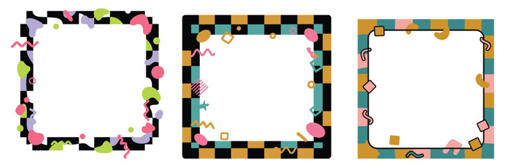 Stylish abstract frames with colorful shapes for creative design