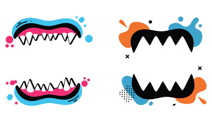 Abstract monster mouths and shapes for creative graphic designs © Arya