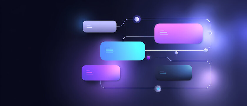 Abstract digital network with glowing translucent nodes, representing interconnected data and innovative technology for modern digital ecosystems