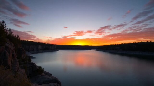 4K Timelapse Sequence of Mono Cliffs Provincial Park , Canada - The Lake at Sunset
