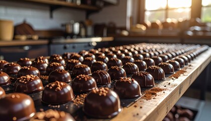 Gourmet Chocolate Confectionery Production in Artisan Kitchen