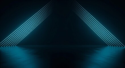 Futuristic Abstract Background with Glowing Blue Triangle Lines.