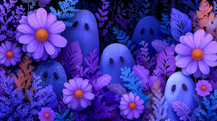 可愛いおばけのハロウィンシームレスパターン © hiro