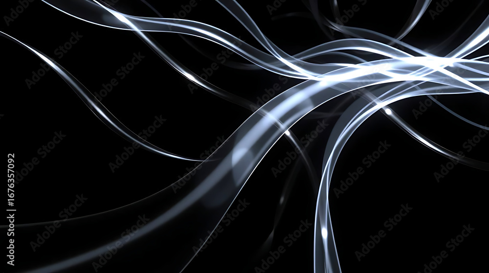 Poster abstract light lines on a black background create a futuristic and dynamic design, perfect for moder