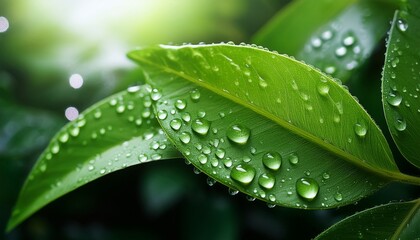 vibrant green leaf dew drops wallpaper nature s masterpiece high resolution desktop background