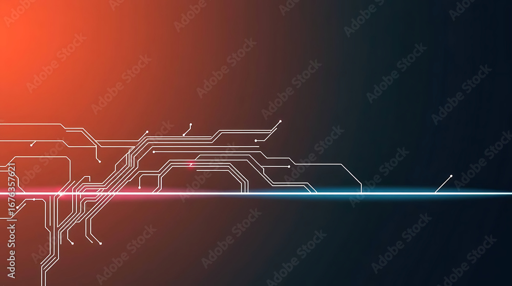 Poster abstract circuit board design featuring sleek lines and glowing elements against a gradient backgrou