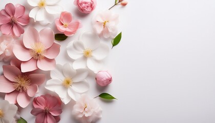 Obraz premium pink and white flowers on white background