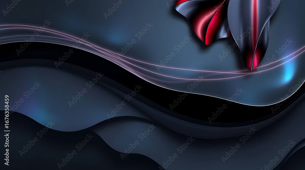 Aufkleber abstract dark background with dynamic red and blue light lines and curves, creating a futuristic and