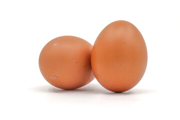 Eggs on a white background are a good source of protein. which helps build and repair worn out parts of the body.