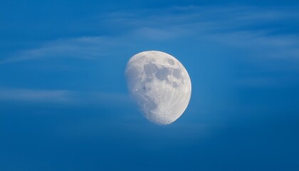 waxing gibbous moon in daytime sky a serene capture of the waxing gibbous moon gracefully suspended in the bright blue daytime sky evoking a sense of wonder and the celestial dance above