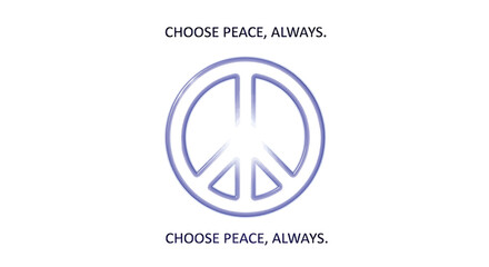 A peace symbol graphic design with the words 
