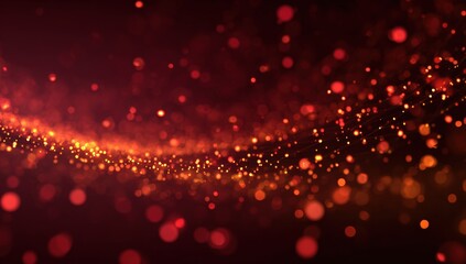 Abstract swirling red and gold particles