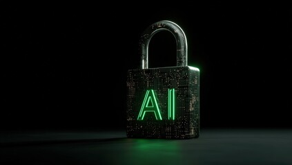 AI padlock, dark background