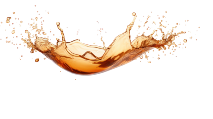 Tea splash with steam - brown tea splash with steam rising on transparent background