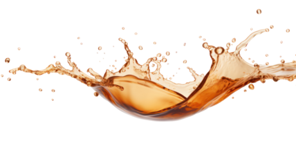 Tea splash with steam - brown tea splash with steam rising on transparent background