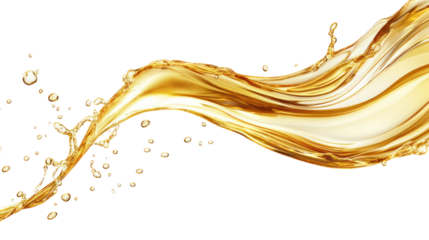 Luxury gold oil wave splash on transparent background PNG available