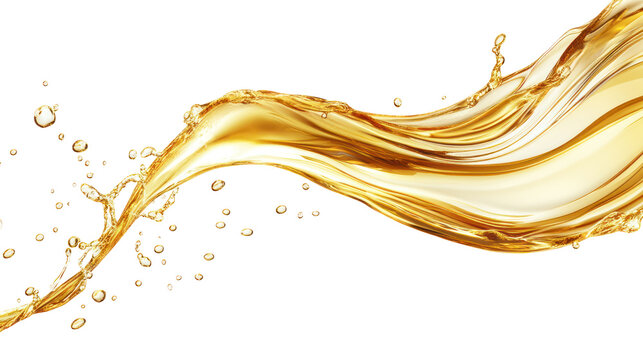 Luxury gold oil wave splash on transparent background PNG available