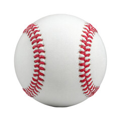 White baseball with red stitching realistic shadows and isolated on white background