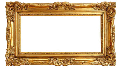 Gold ornate picture frame with a black void