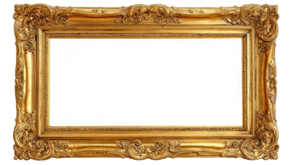 Gold ornate picture frame with a black void