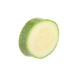 One slice of fresh zucchini isolated on white