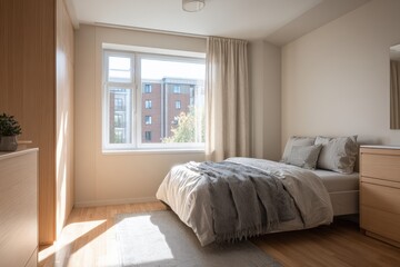 Fototapeta premium Bright bedroom with natural light (1)