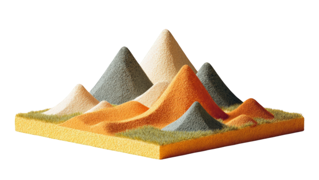 Isometric landscape of mountains and hills