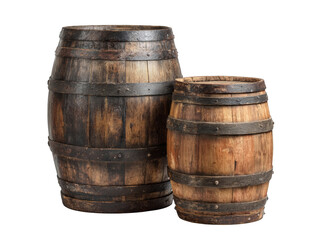 Two wooden barrels of varying sizes (2)