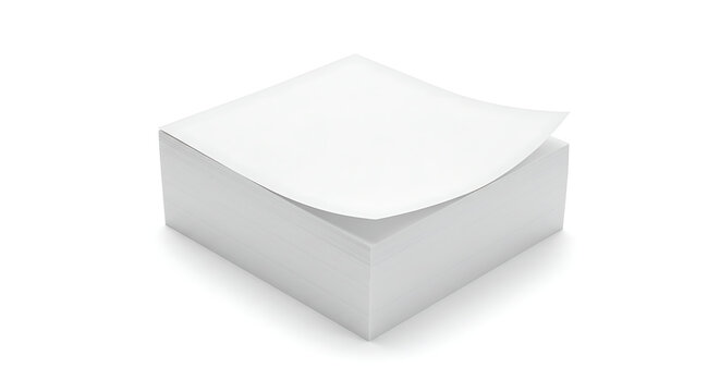 Stack of White Paper with Top Sheet Partially Lifted, Mockup for Notes, Announcements, and Office Communication Needs