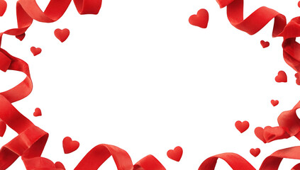Red ribbon frame with hearts