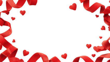 Red ribbon frame with hearts