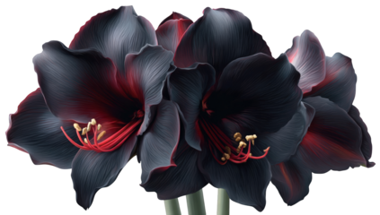 Dark, luxurious amaryllis blossoms