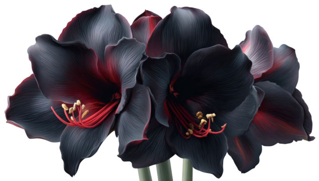 Dark, luxurious amaryllis blossoms