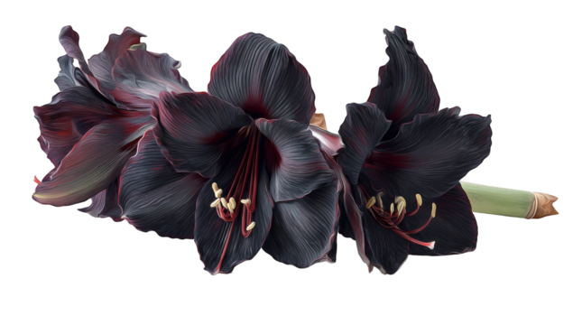 Close-up of two dark blooms