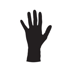 Black Hand Silhouette on White Background Showing Palm and Fingers Up