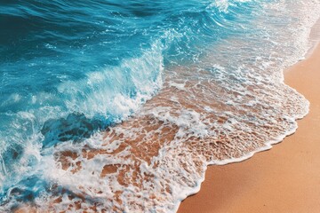 Foamy waves on a sandy beach