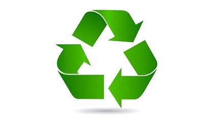Obraz premium Green recycling symbol on white background
