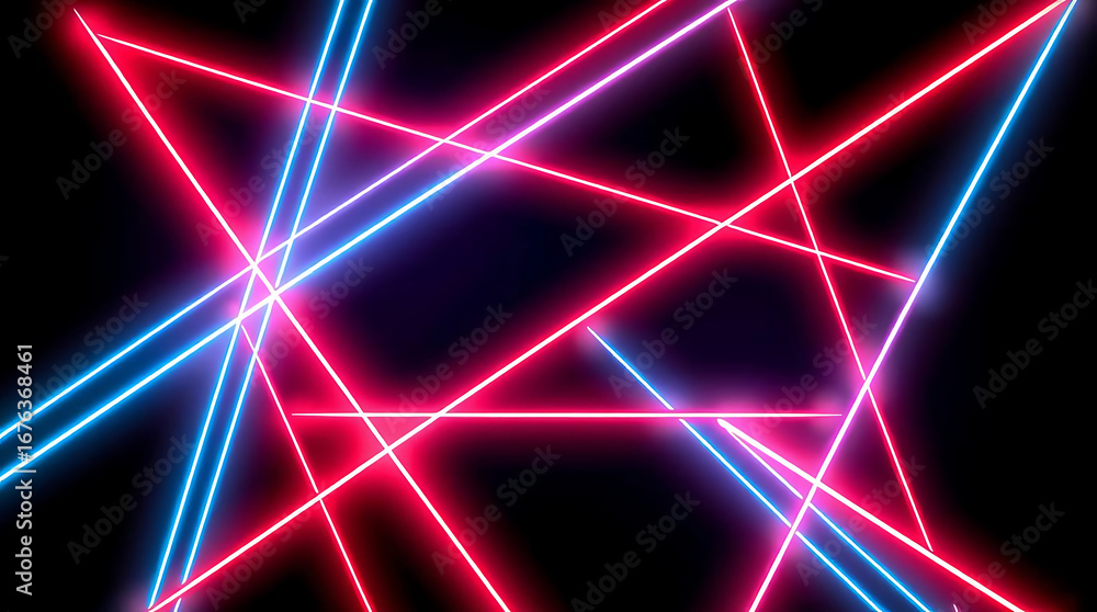 Poster abstract background with glowing neon lines in vibrant colors, creating a futuristic and dynamic des