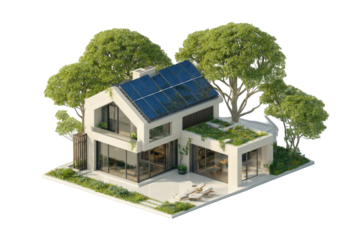 Modern eco-friendly home nestled amongst trees