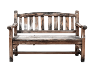 Aged wooden park bench