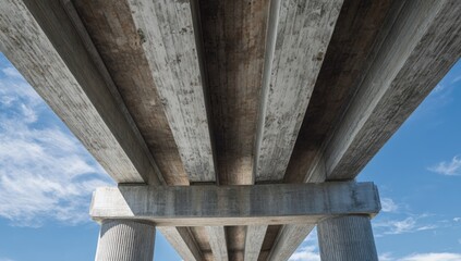 Naklejka premium Bridge underside, concrete and wood beams