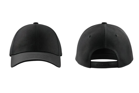 Two views of a dark gray baseball cap