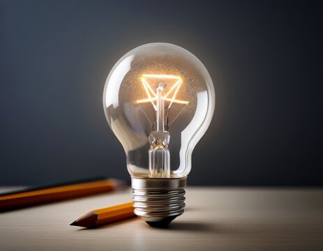 creative idea light bulb with pencil inside symbolizing innovation and inspiration
