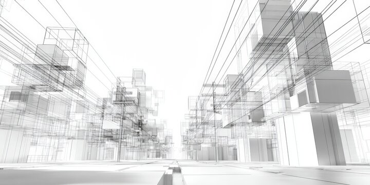 Abstract architectural sketch of a futuristic city