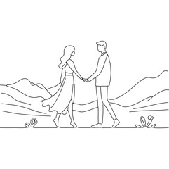 Minimalist One Line couple Drawing – Abstract Portrait