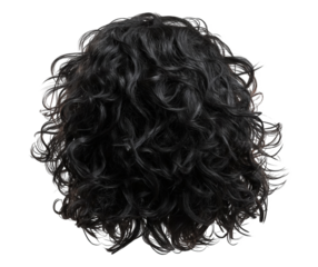 Close-up of curly black hair