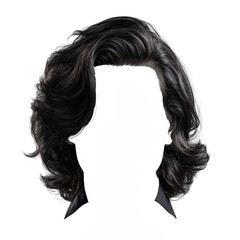 A dark, wavy hairstyle on a blank head