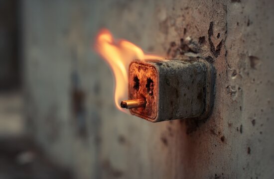 Burning electrical outlet