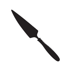 Black Silhouette of a Dessert Server or Cake Spatula Isolated